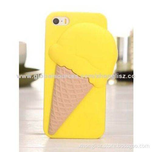 Cute Ice Cream Design Silicone Mobile Phone Case for iPhone, OEM and ODM Orders Welcomed